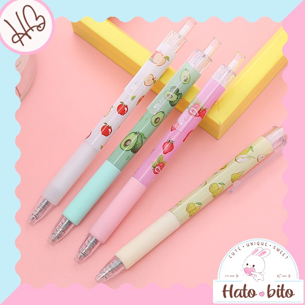 

Pulpen mekanik fruit motif buah lucu cute tinta gel hitam HB1388