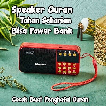 Rhimoa  Speaker Al-Quran 30 Juz Bisa powerbank Speker Ngaji Murottal Traveller Ori Spiker Tahfidz Anak COD