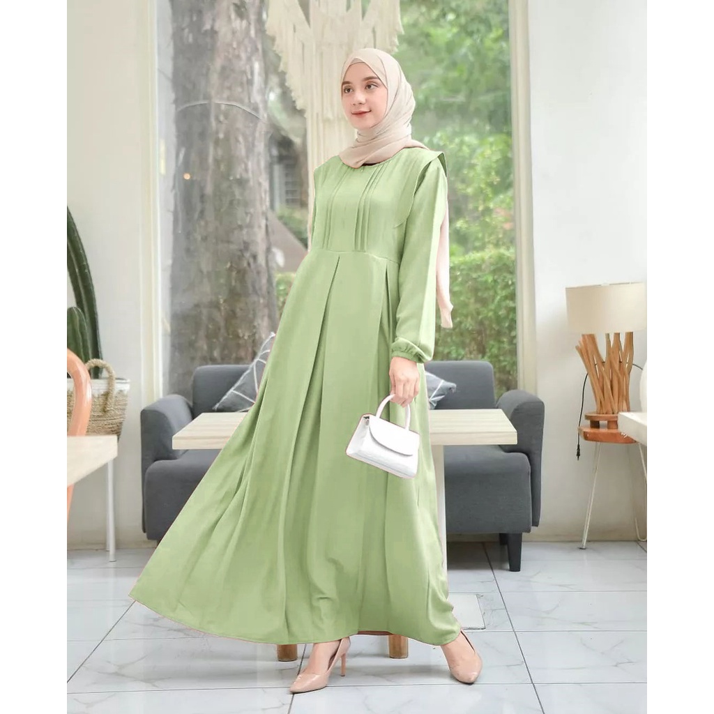 GAMIS TERBARU DRES DRESS WANITA CEWE CEWEK REMAJA BUSUI BUMIL DAILY BRUKAT MOSCREPE PREMIUM TERBARU Raya Dress