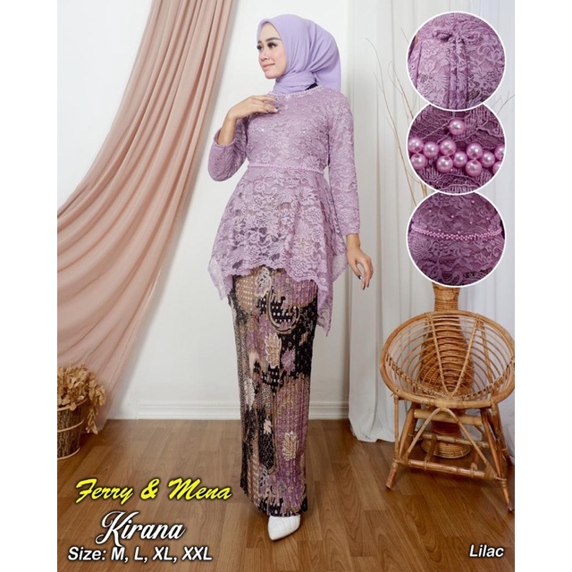 Permata Olshop / Setelan Blouse Kirana Brukat Payet Modern / Kebaya Wisuda / Kebaya Pesta Mewah / Kebaya Brukat / Kebaya Remaja / Kebaya Payet