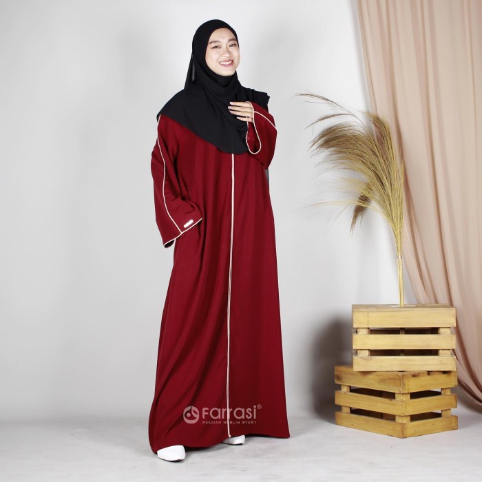 Gamis Gamis Abaya Turkey / Abaya Basic Farrasi / Abaya Hitam Casual Terbaru - Maroon, XS(K6K7) Abaya