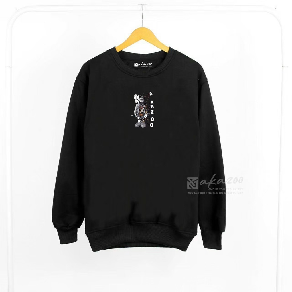 crewneck distro oversize pria Sablon Akazoo PSCO Warba Hitam crewneck kerah tinggi sweater oblong jumbo xxl crewneck krah akazoo.id