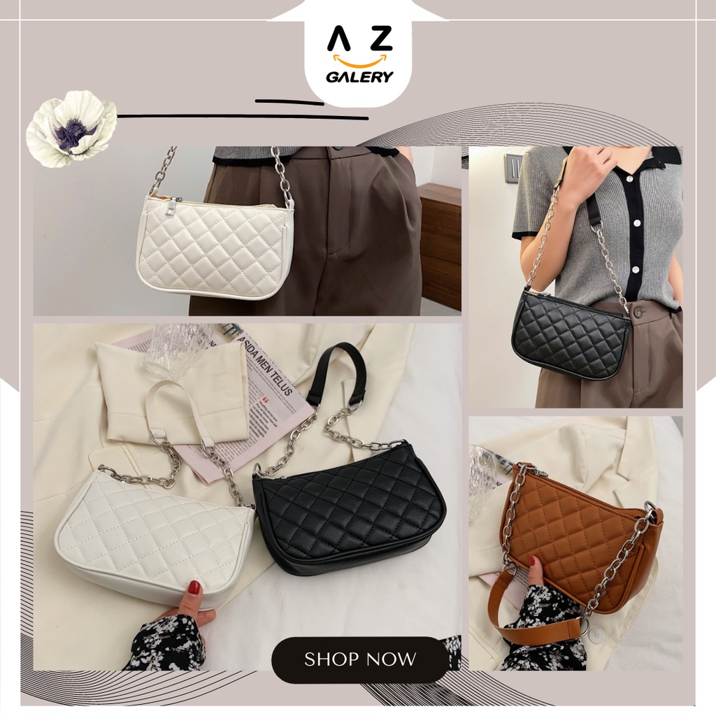 Tas Slempang Fashion Wanita Tas Bahu Bahan Kulit Sintetis Dengan Tali Rantai COD T215 Azgalery