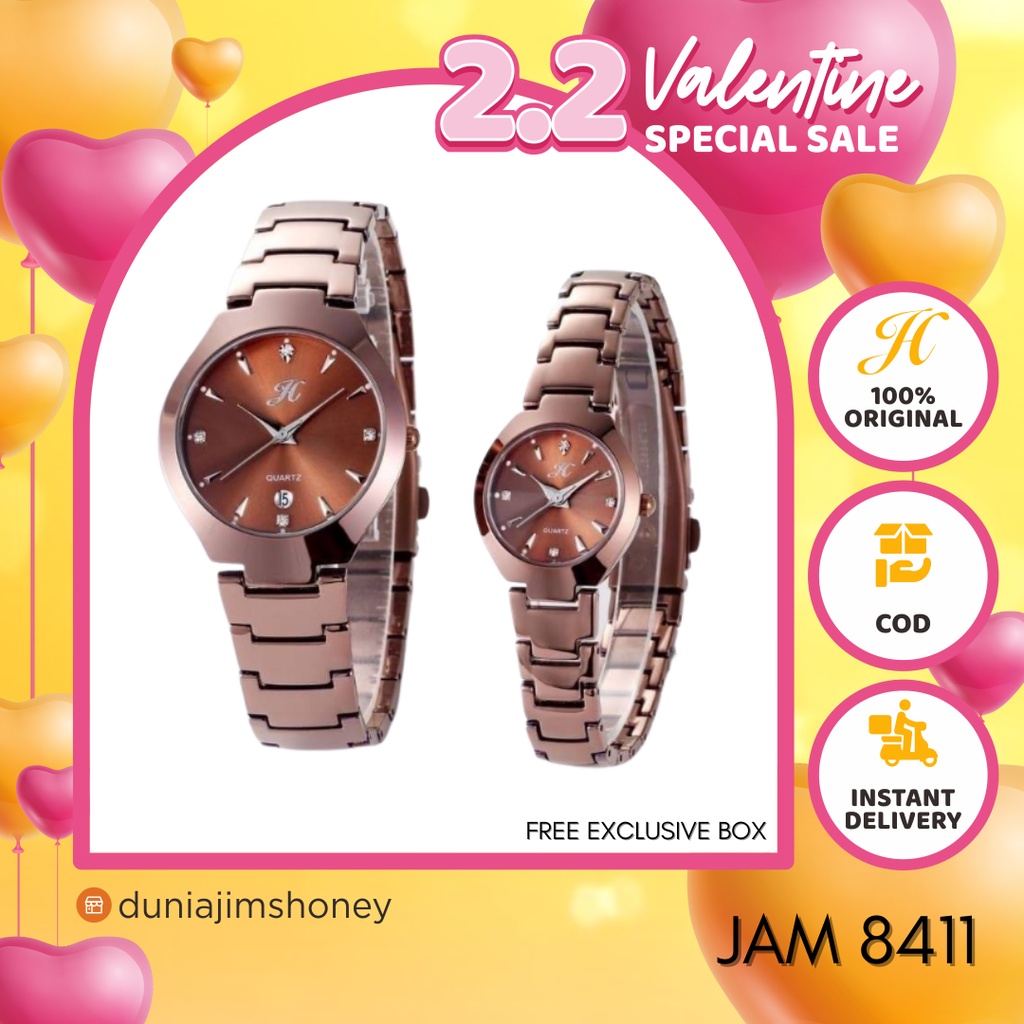 Jims Honey Jam Tangan 8411 Couple Pasangan Pria Wanita Analog Quartz Murah Branded Elegan Jimsh JH