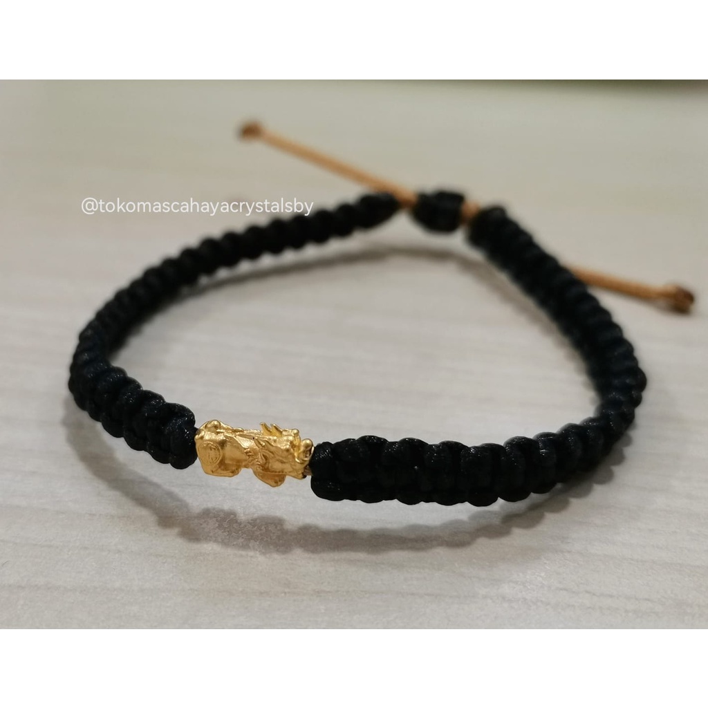 Gelang Charm Jilin / Pixiu / Naga Mini Emas kadar 24k HK Hongkong 999.9% 9999 &amp; Gelang Tali Serut (Kepang / Plintir)