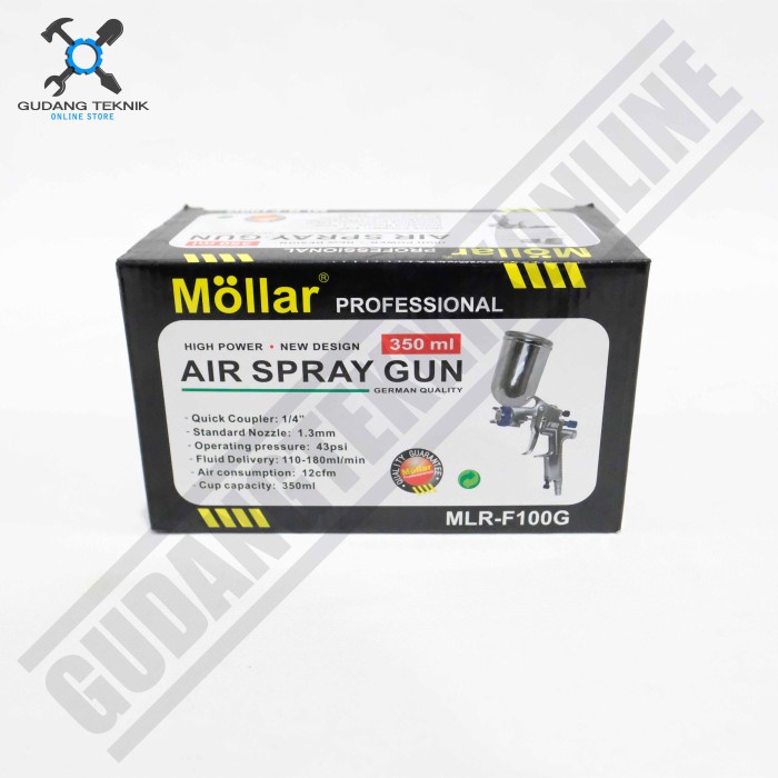 Air Spray Gun Kompresor Tabung Kapasitas 350 ml MLR-F100G MOLLAR / Alat Semprot Cat Tabung Atas 350ml MLR F100G MOLLAR