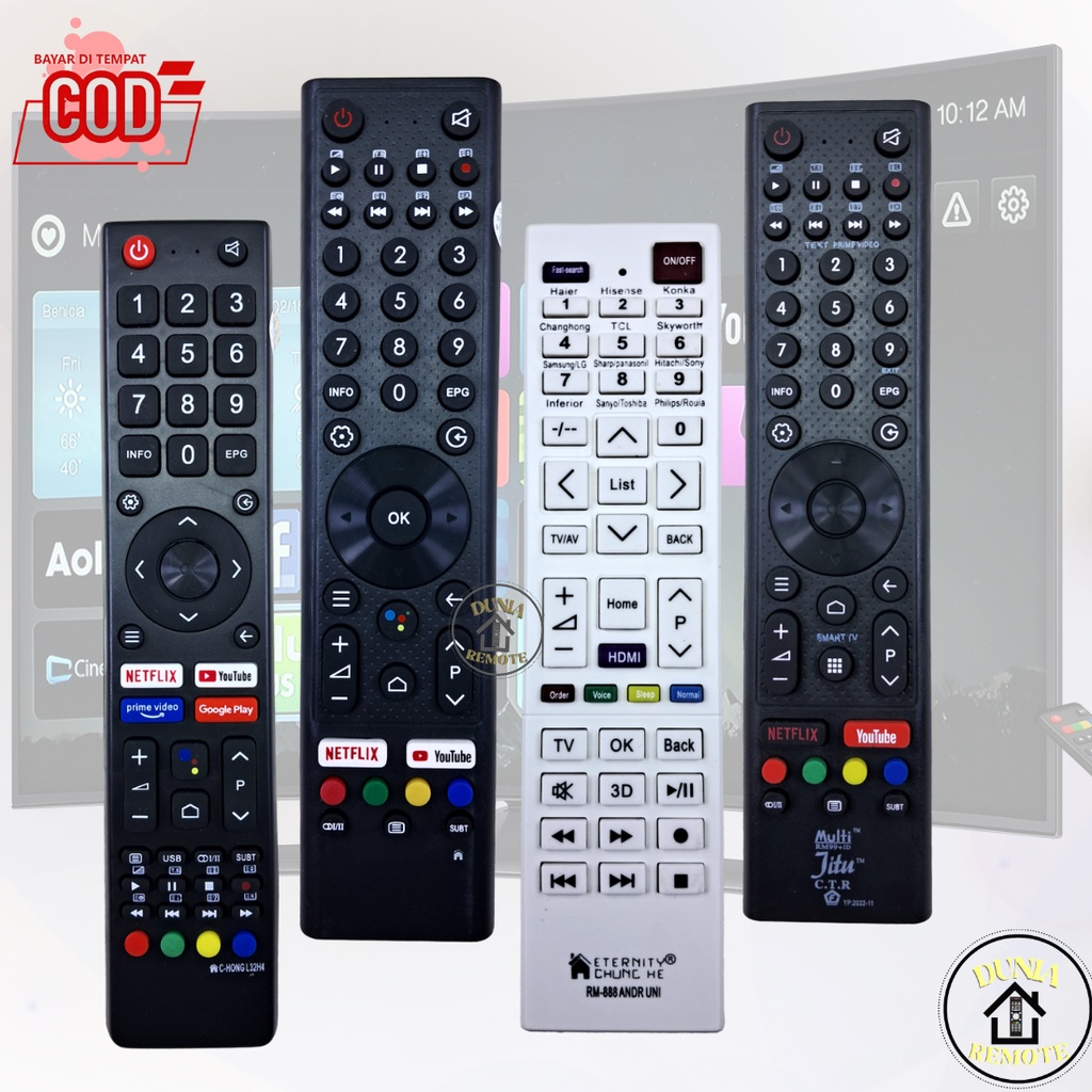 Remot Remote TV Changhong Android Smart TV LED Infrared Youtube Netflix series tanpa setting