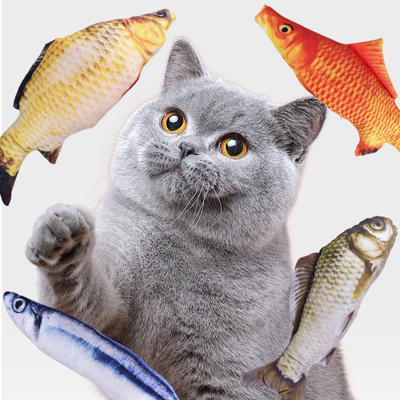 Mainan Kucing Boneka Ikan Catnip Catmint Fish Cat Toys Mainan Boneka Hewan Pet Stuffed Toys