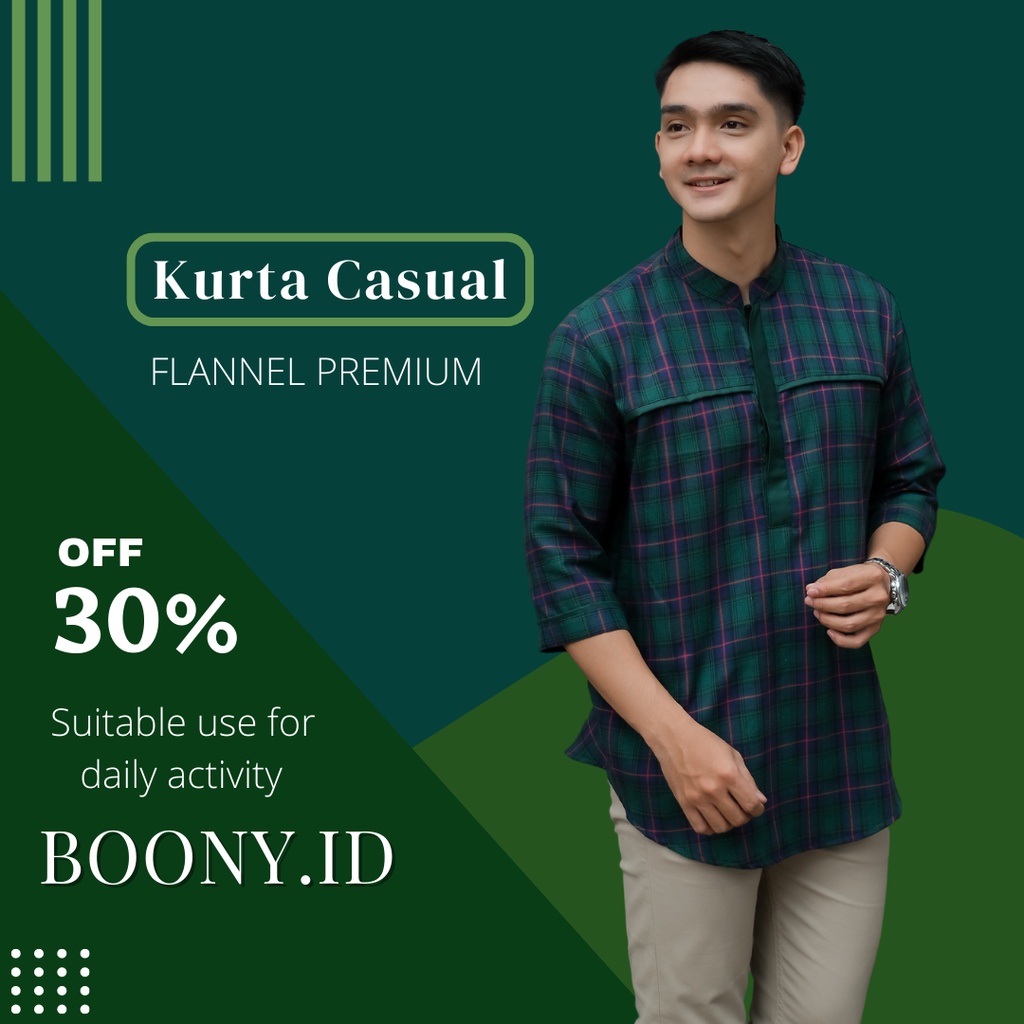 Kemeja koko pria - Kurta flanel Lengan raglan