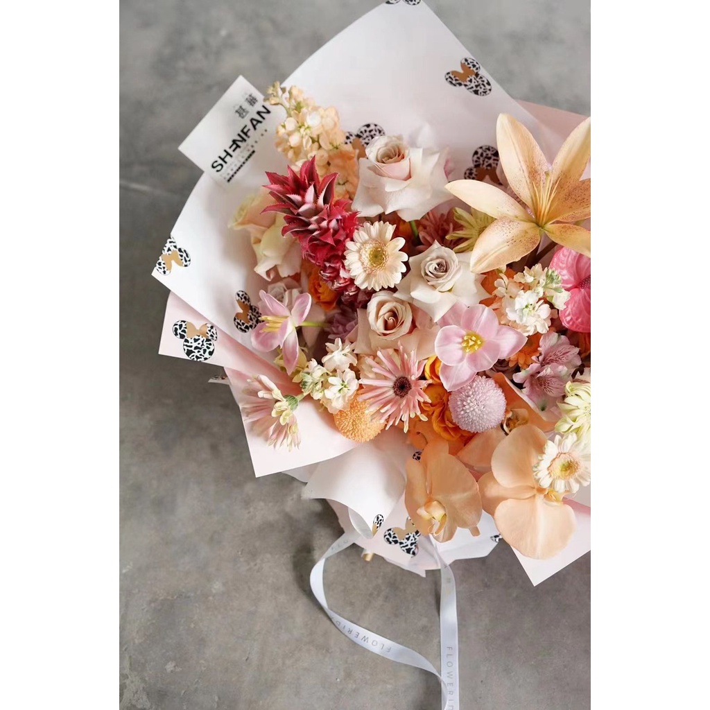 Flower wrapping kertas bunga Cellophane Bermotif bear KB6201