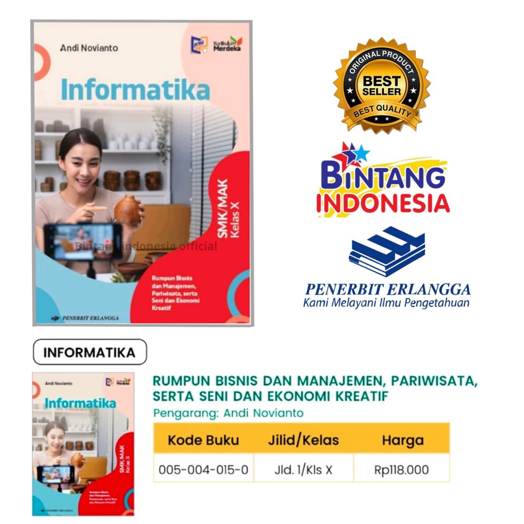 Informatika Rumpun Bisnis dan Manajeman Kelas 1 SMK/MAK Kurikulum Merdeka erlangga