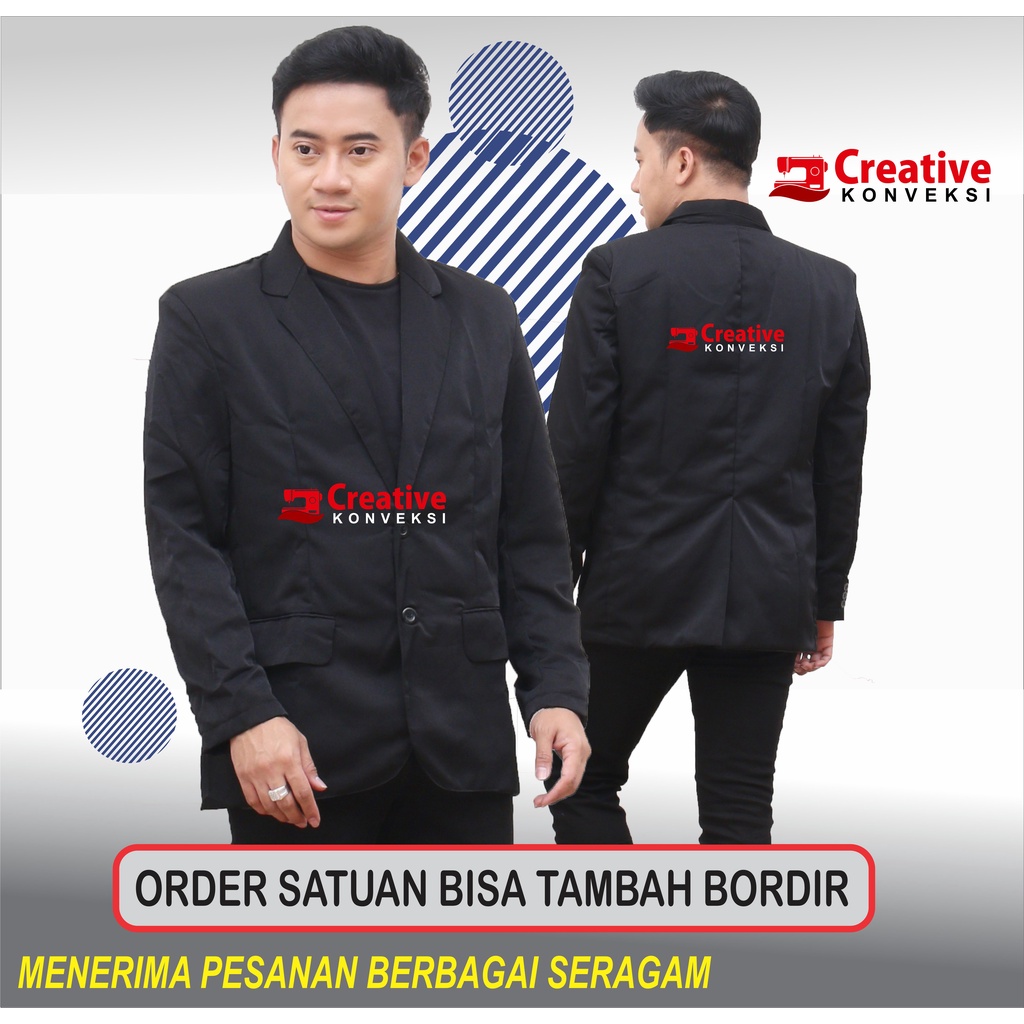 (BIG PROMO) Blazer hitam POLOS jas almamater santri - jas almamater mahasiswa - jas almamater santri putri - jas almamater santri