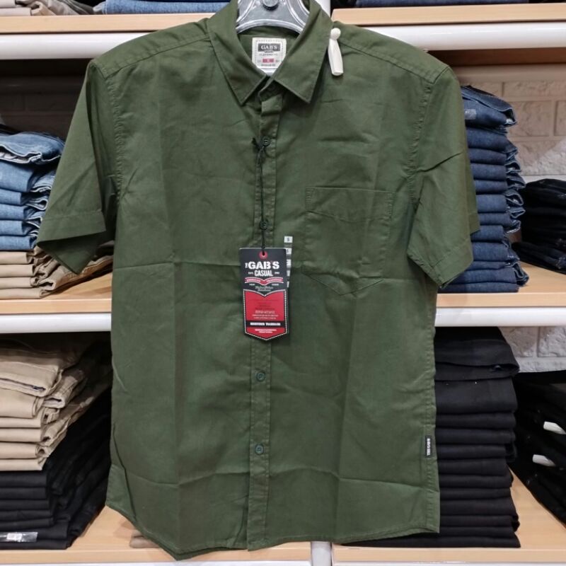 gabrielle kemeja polos lengan pendek pria reguler fit