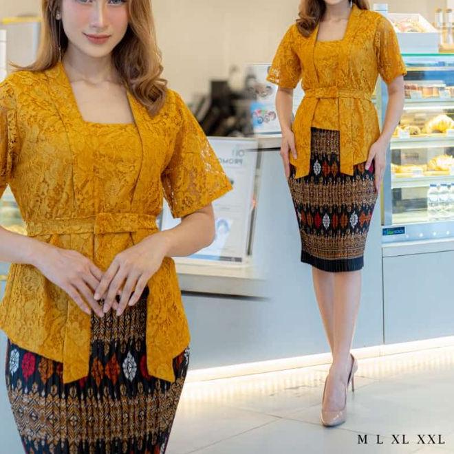 ✪ setelan kebaya kutu baru lengan pendek/kebaya brokat pendek/kebaya modern ✷