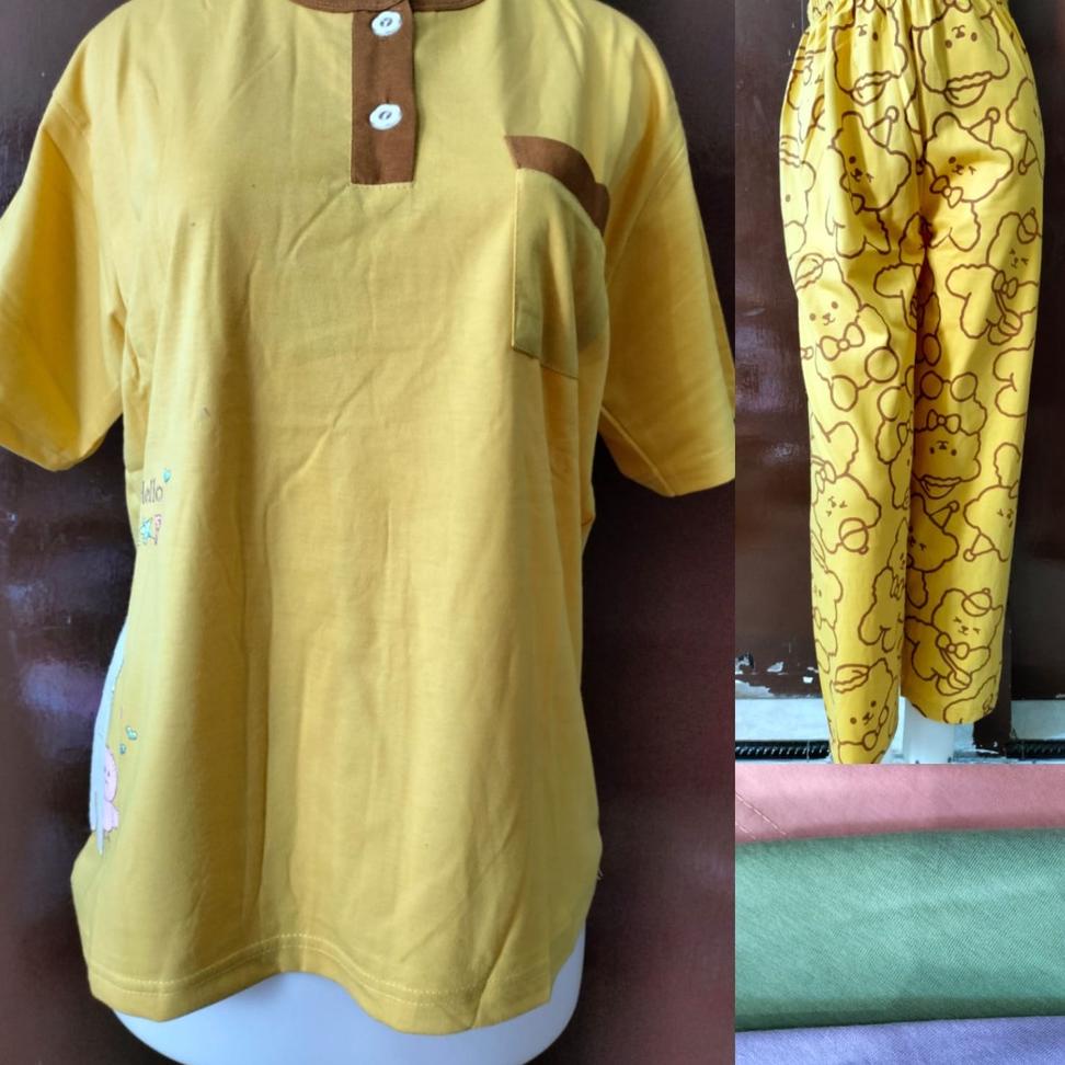 READY Babydoll CP AMRO Label MERAH Baby Doll Lengan Pendek Celana Panjang Baju Tidur Wanita