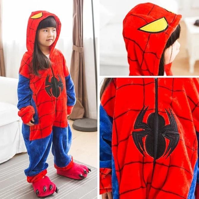 BAJU ONESIE ANAK BONEKA SPIDERMAN SUPERHERO AVENGERS PIYAMA KOSTUM