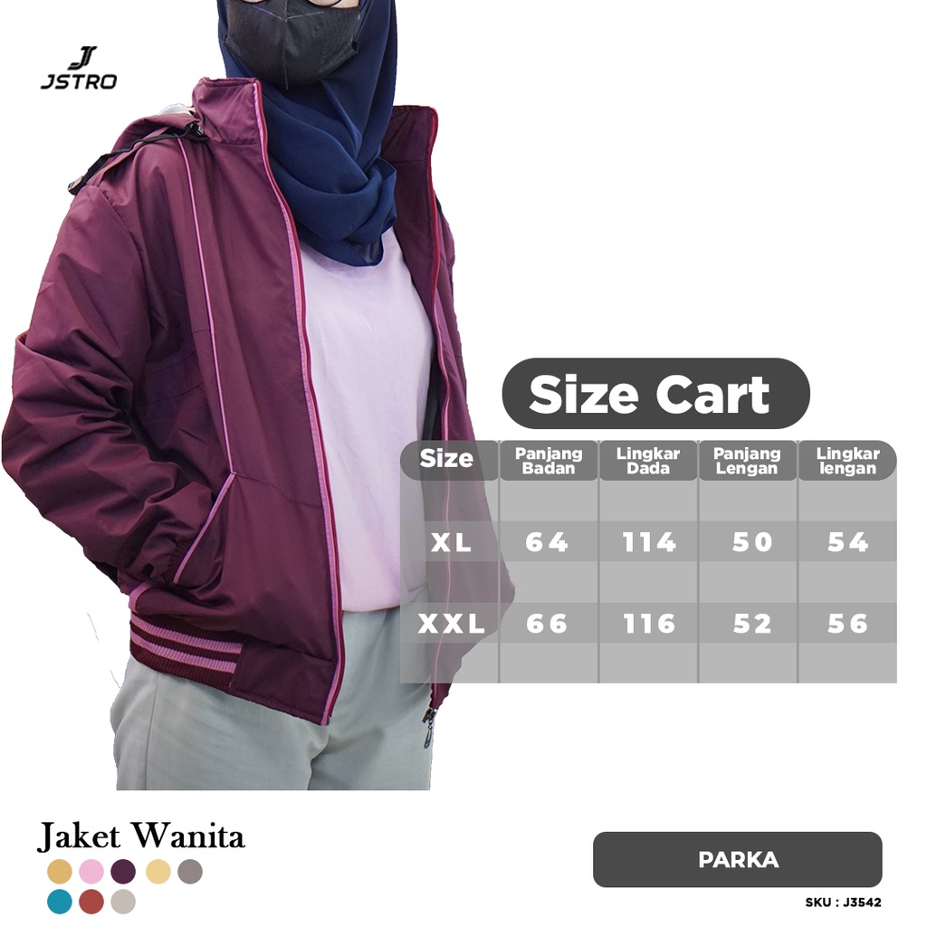 Jstro Jaket Parka Cew Topi Lepas