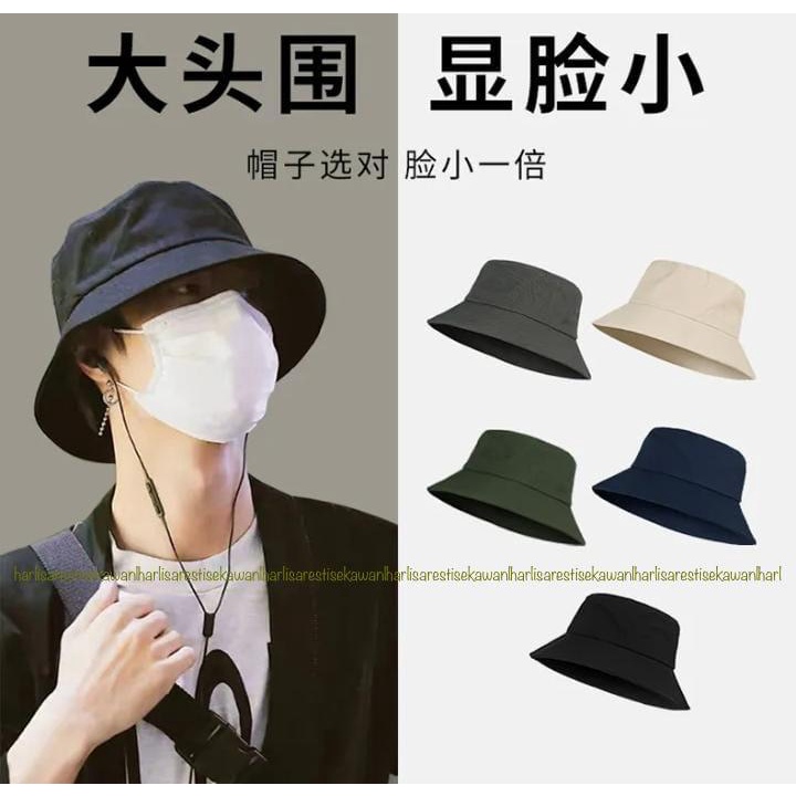 TERMURAH TOPI BUCKET HAT POLOS KOREA PRIA WANITA TERBARU