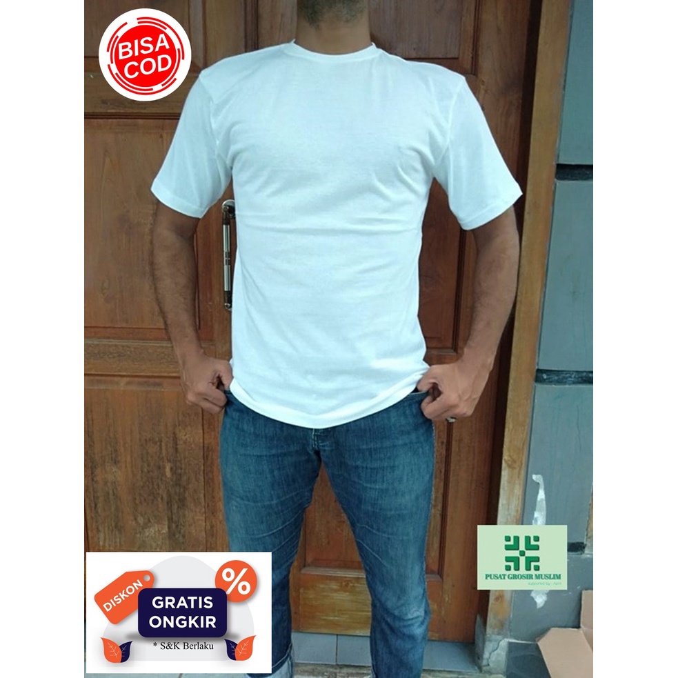 Diskon Kaos Polos Lengan Pendek Cotton Combed 30s Putih Termurah!!!