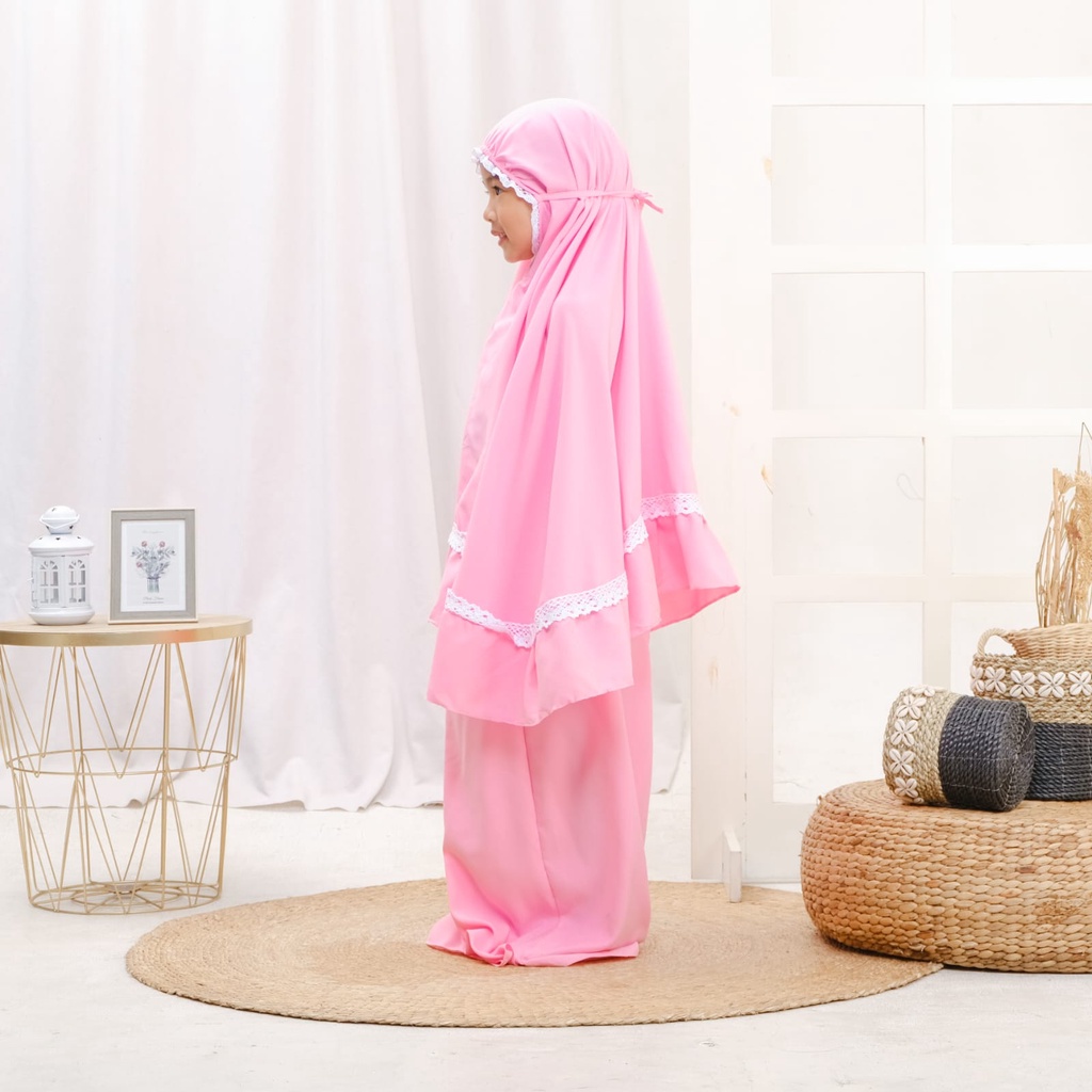 Mukena anak renda polos 2-6 tahun