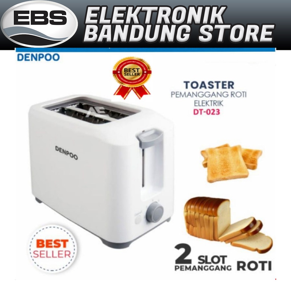 Denpoo Toaster DT023 2 Slot 7 Tingkat Suhu Stainless Steel SS304