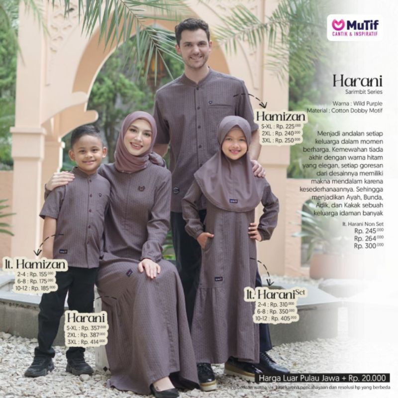 Sarimbit Mutif 2023 Sarimbit Harani Wild Purple Gamis Harani Koko Hamizan Wild Purple