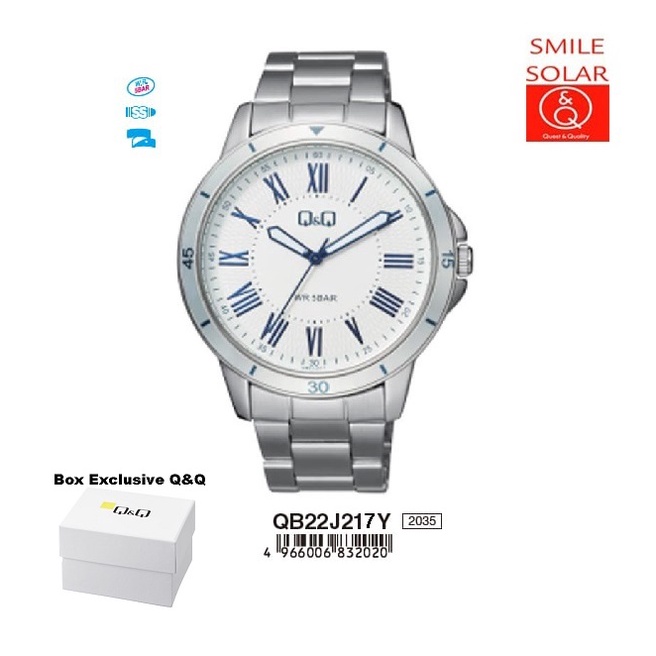 Jam Tangan Pria Casual Business Rantai Stainless Steel Original Q&amp;Q QnQ QQ QB22 QB22J Series