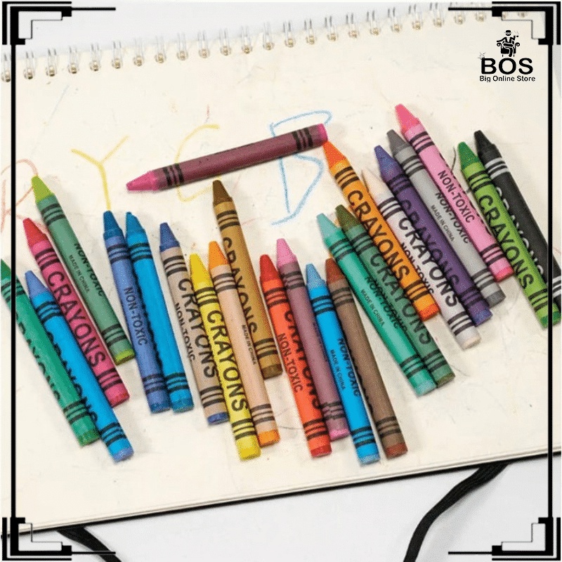 BOS CRAYONS SET 24 COLOR / ART SET / PENSIL KRAYON ANAK SEKOLAH 24 WARNA