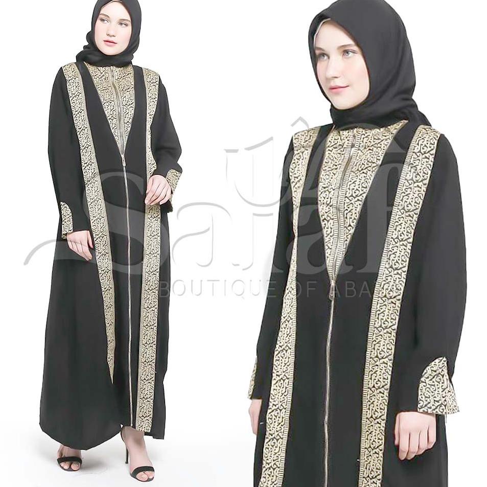 Terbaru Baju Abaya Gamis Hitam Turkey Abaya Bordir Bahan JetBlack Lembut Kwalitas Boutique Arab 2021