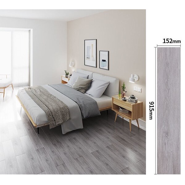 Lantai Motif Kayu Wood Grain Floor Self Adhesive 152x915mm - MW-010 - Gray