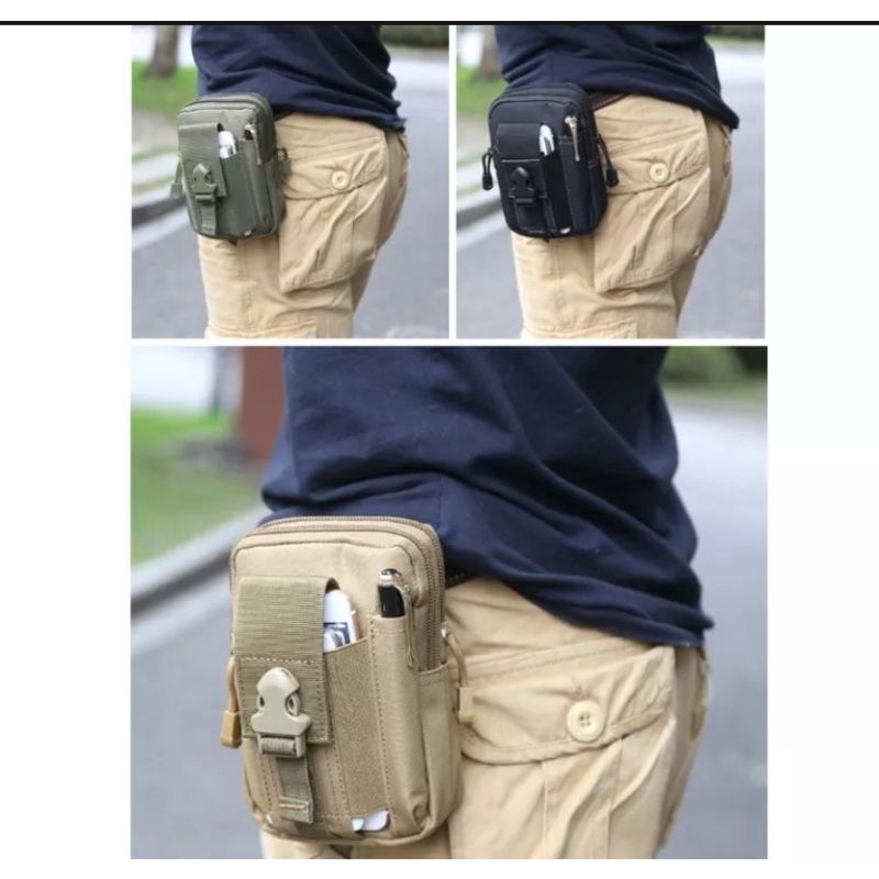 Tas Pinggang Hp Pria Tactical Army Military - Kantong Android Bahan Canvas High Quality