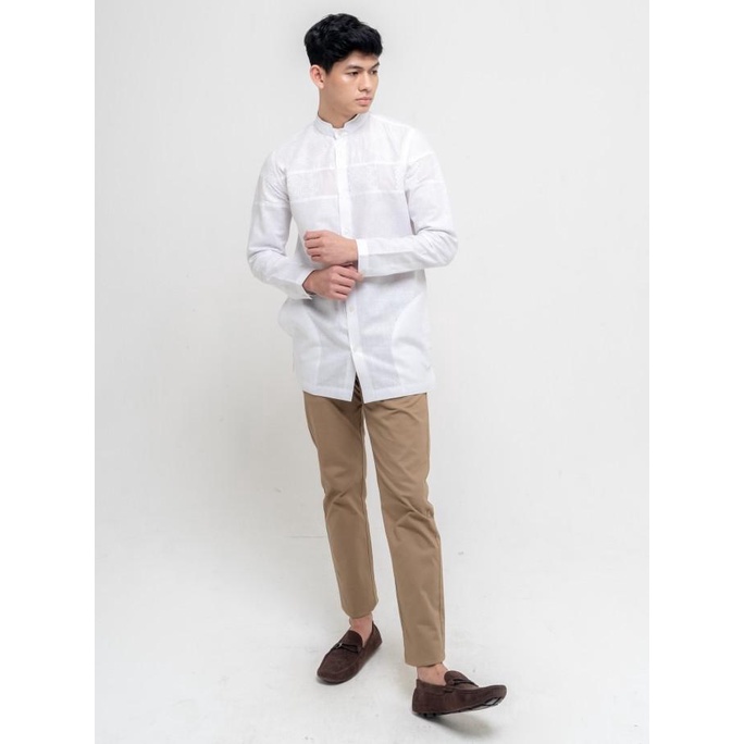 TERLARIS MOC Kemeja Koko Lengan Panjang Pria Modern Fit TORQO - WHITE /BAJU KOKO PRIA/BAJU KOKO DEWA