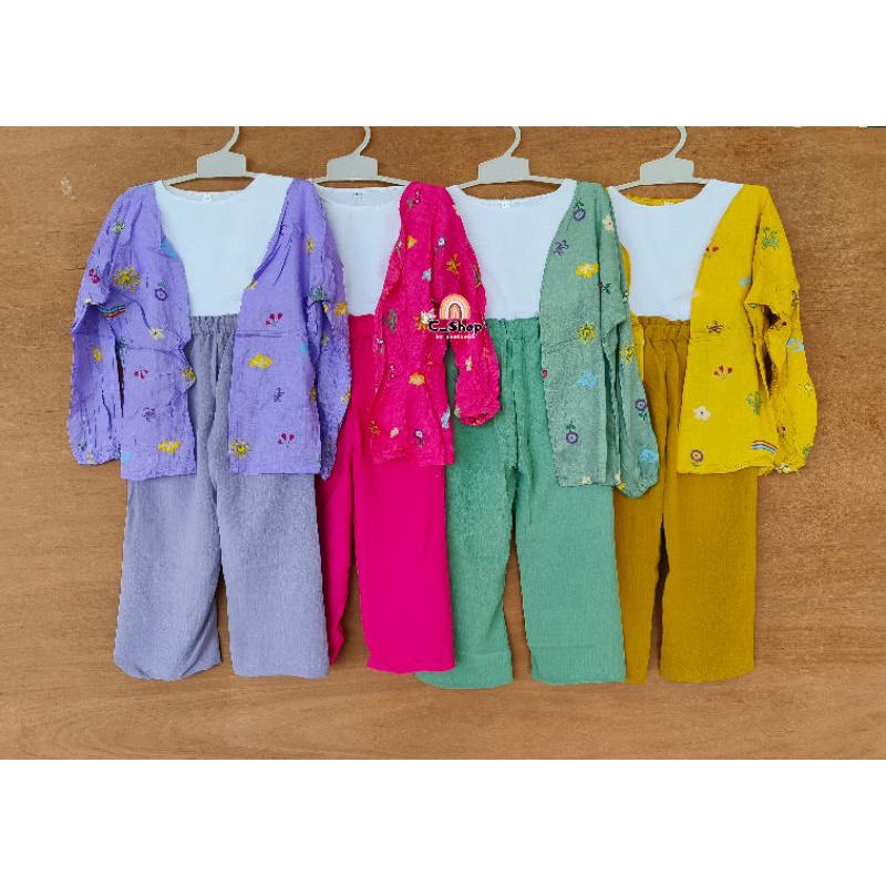 one set 3 in 1 anak kiyowo crinkle mix rayon 1-6 tahun