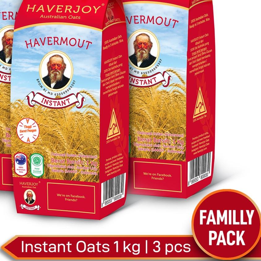 

★ Haverjoy Family Pack Instant Oats 1kg - 3 Pcs ➩