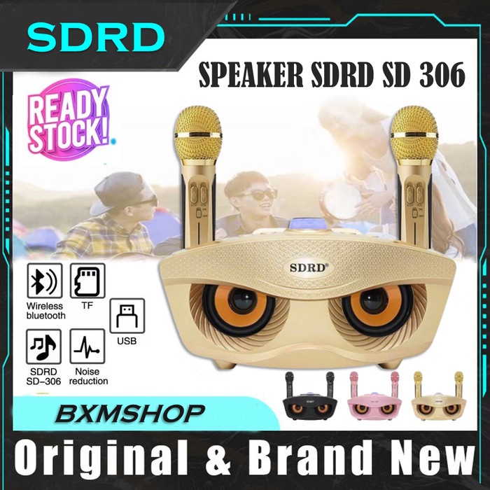 Speaker Mic Speaker Karaoke 2 Mic Portable Wireless Bluetooth Sdrd Sd-306