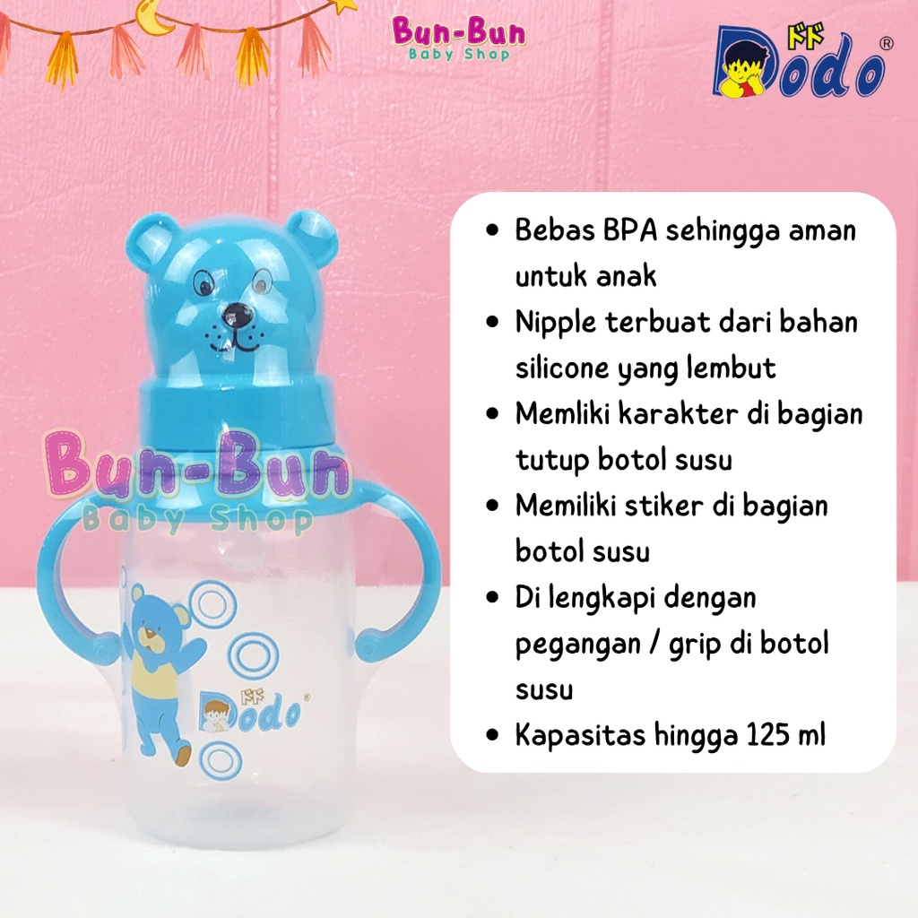 DODO Bear Bottle 125ml Botol Susu Bayi Karakter Lucu BPA FREE Gelas Minum Training Cup Mug With Handle Pegangan Grip Perlengkapan Baru Lahir Peralatan MPASI Makan Anak Balita Bunbunbabyshop