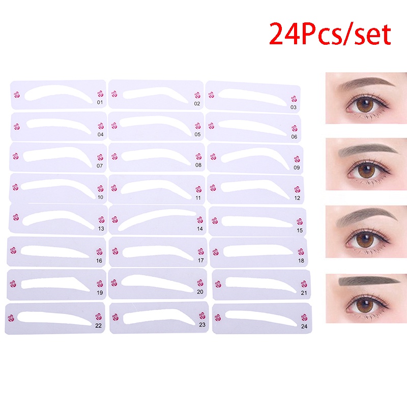 [BFID] 24pcs Stensil Alis Grooming Shaper Tahan Lama Template Makeup Wanita Kartu Alis [ID]