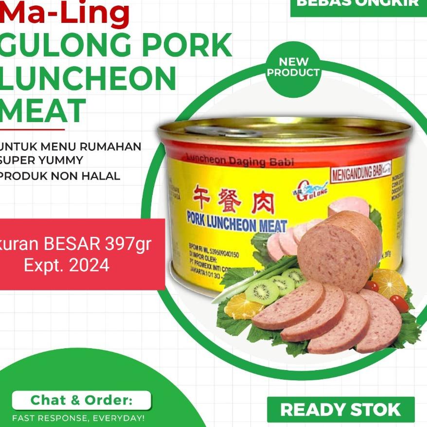 

Star seller Maling Gulong / Daging Maling / Pork Luncheon Meat GULONG 397 gr