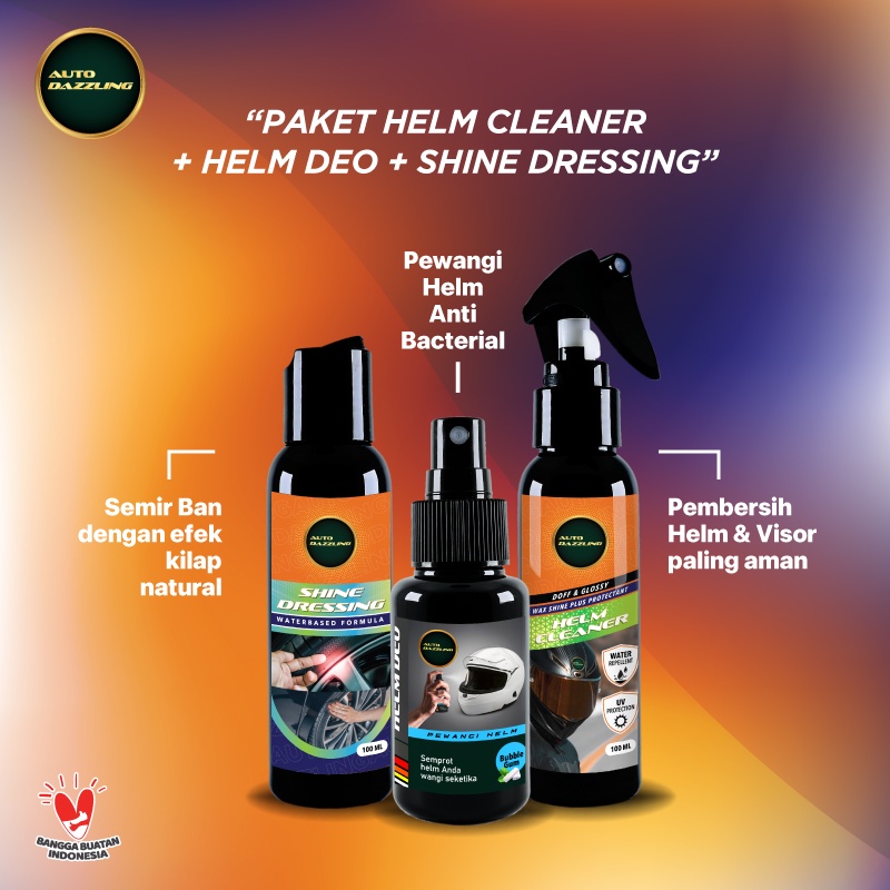 Paket Perawatan Helm Motor Pembersih Helm Parfum Pewangi Helm Pengkilap Semir penghitam Ban Motor