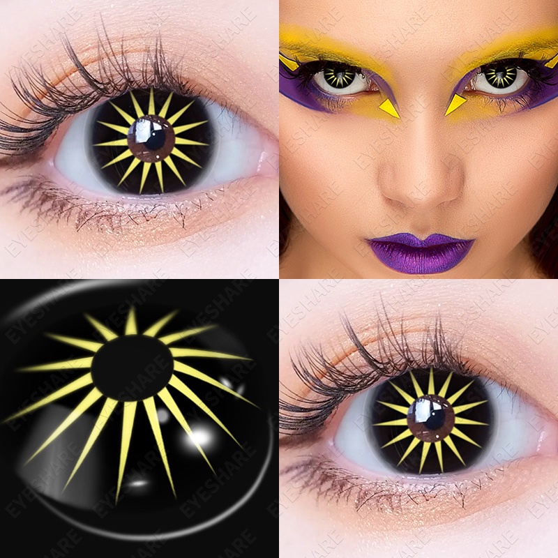 NEW【COD】 Halloween 2pcs Seni Gothic Gila Lensa Kontak Cosplay Manga Lensa Halloween Kontak-SOFTLENS