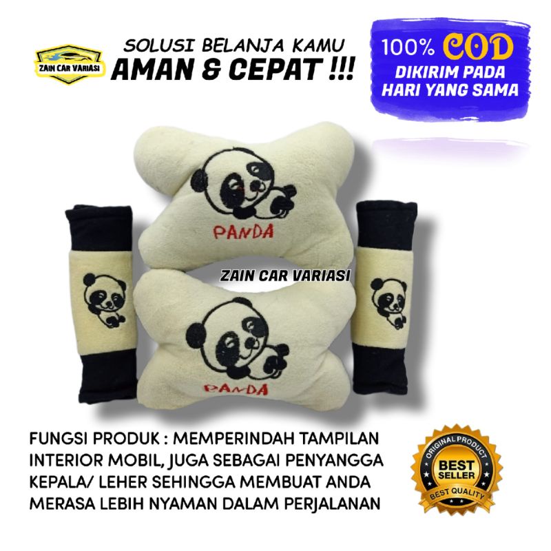 Bantal leher JOK Mobil PANDA 2in1 ACCESSORIES AKSESORIS INTERIOR MOBIL AVANZA XENIA AGYA AYLA BRIO E