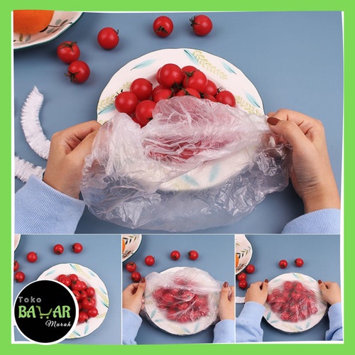 Shower Cap Travel Plastik Penutup Kepala Rambut Keramas / Makanan Bening Transparan