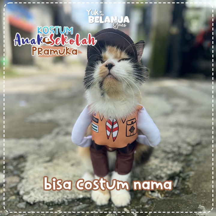 Baju Kucing Bahan Poliester Kostum Anak Sekolah Pramuka Series Terlucu Baju Kucing anjing kelinci Lucu murah Size XS-XL / Yuk Belanja Gaes!