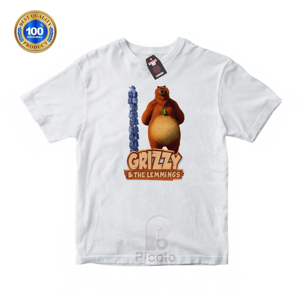 (FREE NAMA) BAJU KAOS ATASAN ANAK MOTIF KARTUN GRIZZY  AND THE LEMMINGS UNISEX Bahan COTTUN