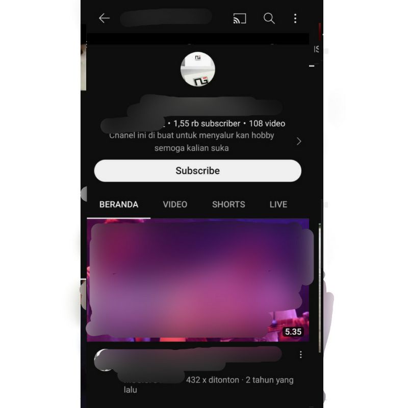 Terjual Akun Youtube 1,5k Subscribe (belum monetisasi)