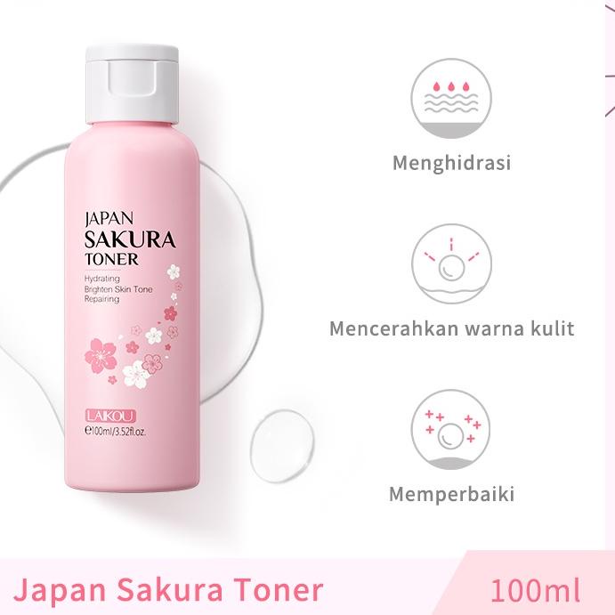 ♛ LAIKOU Japan Sakura Toner Cherry Blossom Serum Air Me Mengurangi Bintik-bintik Mengencangkan Kulit