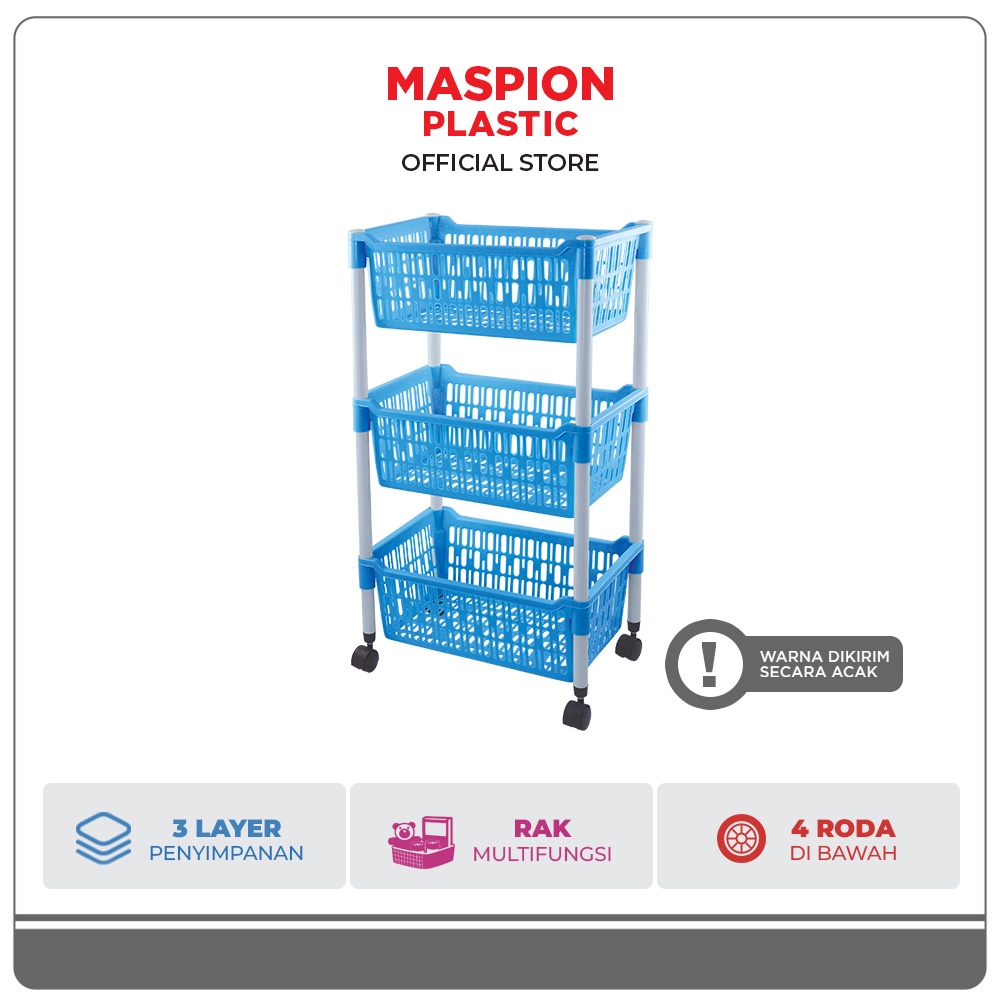 Maspion Rak Susun Plastik 3 Tingkat Wagon Rack S3