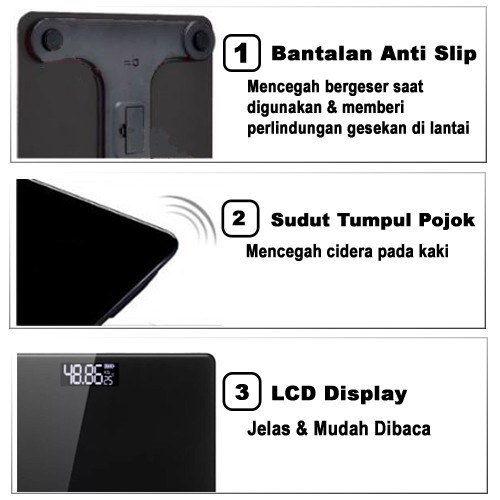 GSF Timbangan Badan Digital Indikator Suhu - Tempered Glass Body Scale 180KG ( Bisa Pilih Motif )