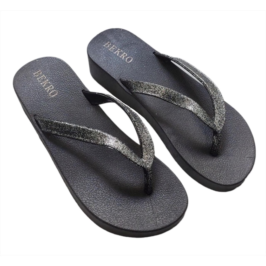 Glanzton Sandal Wedges Jepit Wanita Karet Jelly Gliter Tali Blink Glitter Glossy Cantik Import Casua