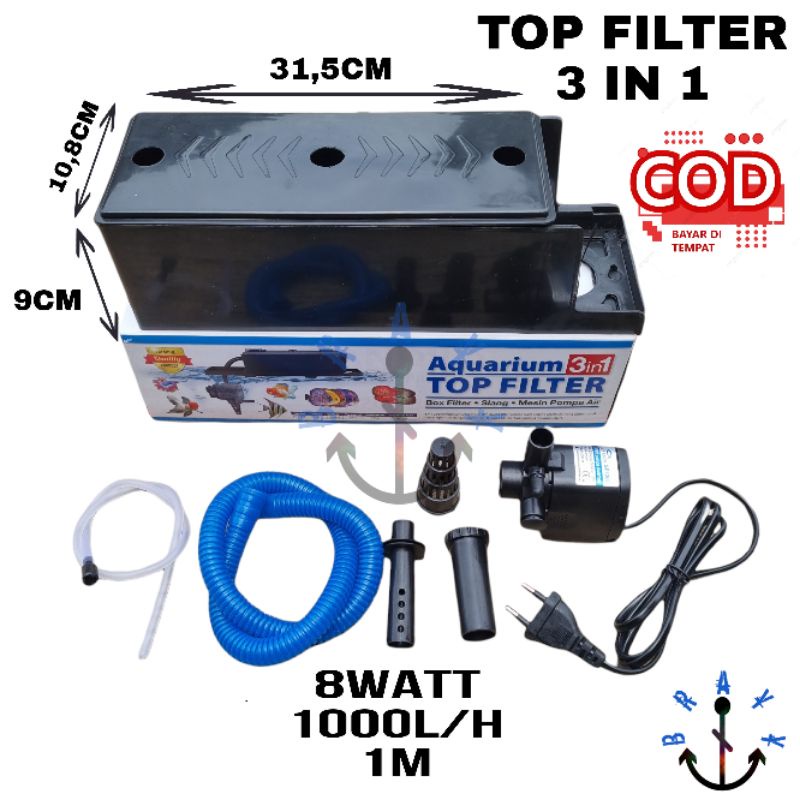 Filter Pompa Komplit Top Filter Box Aquarium 3 In 1 Rosston SP 1200 Garansi (BOX LEBIH BESAR)